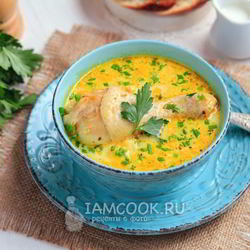 Рецепт Сырного супа из плавленного сыра с курицей