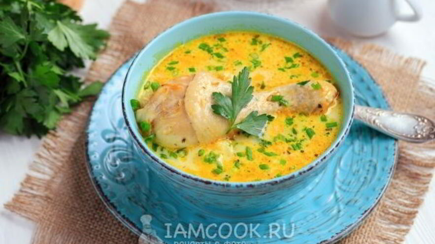 Рецепт сырного супа из плавленного сыра с курицей