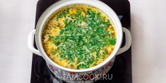 Рецепт сырного супа из плавленного сыра с курицей