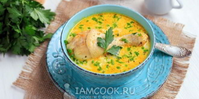 Рецепт сырного супа из плавленного сыра с курицей