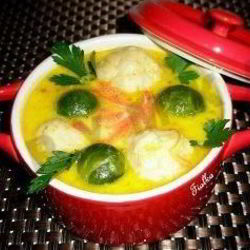 Рецепт Сырного супа с брюссельской капустой с нежными картофельными клецками