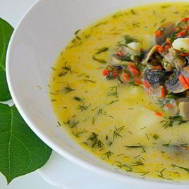 Рецепт Сырного супа с грибами