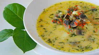 Рецепт Сырного супа с грибами