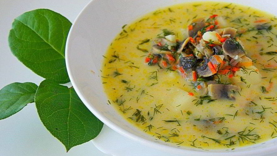 Рецепт сырного супа с грибами