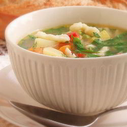 Рецепт Сырного супа с клецками из кабачка