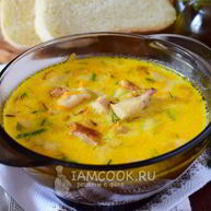 Рецепт Сырного супа с копченой курицей