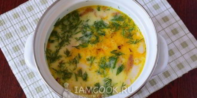 Рецепт сырного супа с копченой курицей