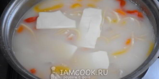 Рецепт сырного супа с курицей и вермишелью