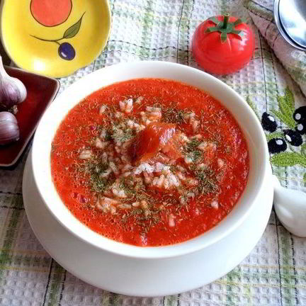 Рецепт Томатного супа с перцем и рисом