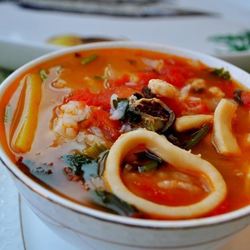 Рецепт Томатного супа с рисом и морепродуктами