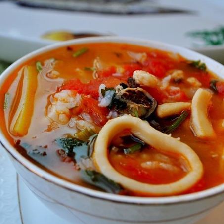 Рецепт Томатного супа с рисом и морепродуктами