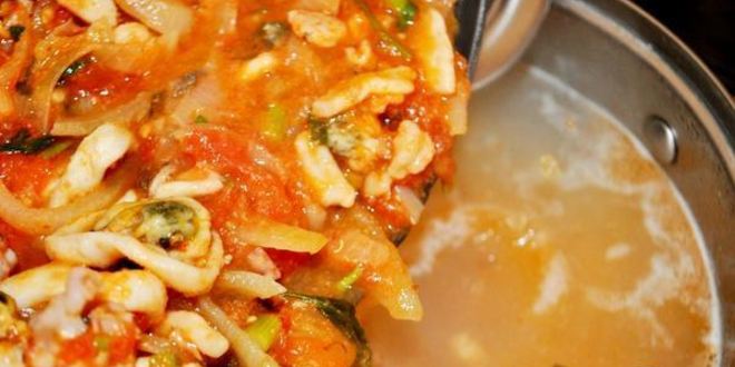 Рецепт томатного супа с рисом и морепродуктами