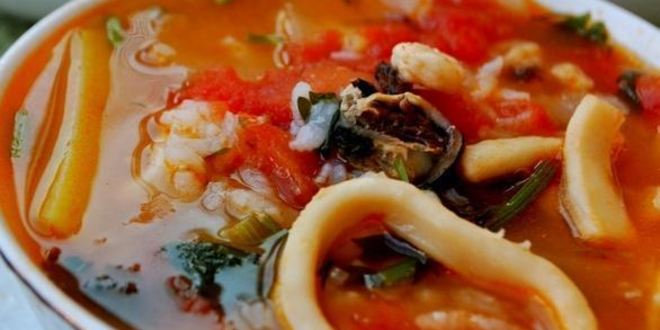 Рецепт томатного супа с рисом и морепродуктами