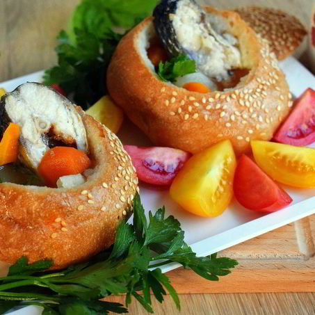 Рецепт Ухи в хлебном горшочке