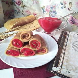 Рецепт Блинчиков Любимых с ягодным курдом