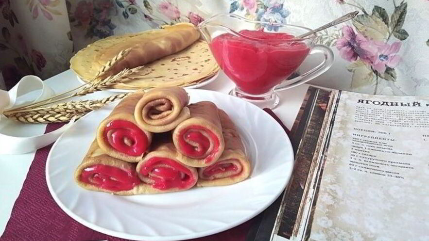 Рецепт блинчиков любимых с ягодным курдом