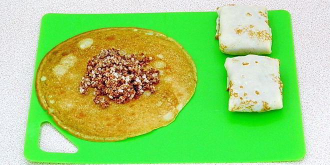 Рецепт блинчиков с куриными желудками и рисом