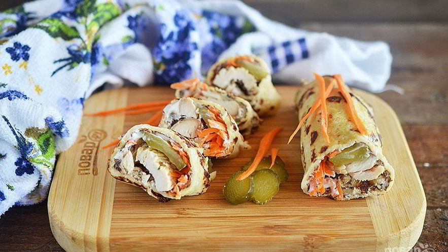 Рецепт блинчиков с курицей и маскарпоне