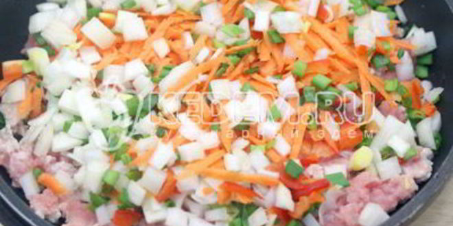 Рецепт блинов фаршированных мясом и овощами