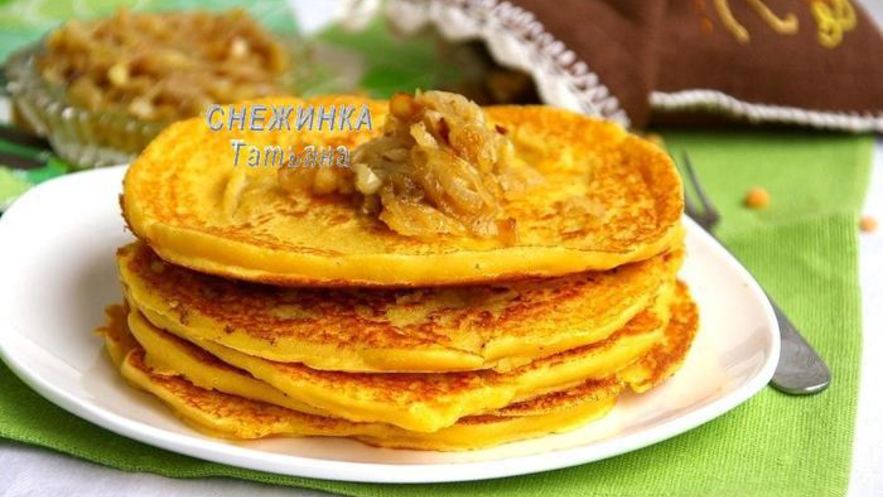 Рецепт блинов гороховых с луковым конфитюром
