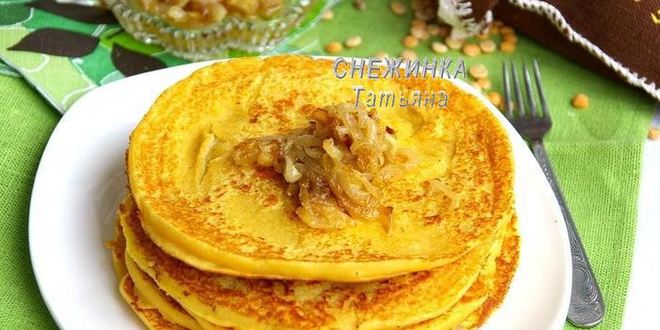 Рецепт блинов гороховых с луковым конфитюром