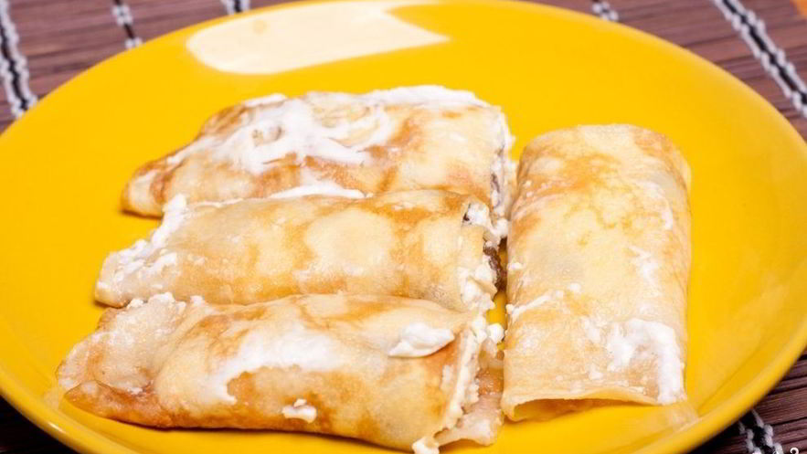 Рецепт блинов на молоке с творогом