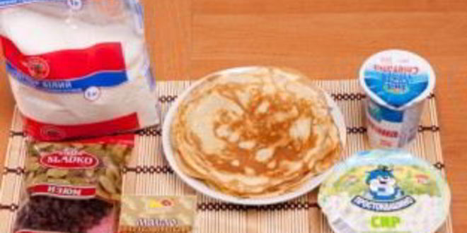 Рецепт блинов на молоке с творогом