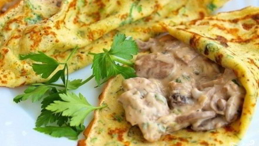 Рецепт блинов с опятами
