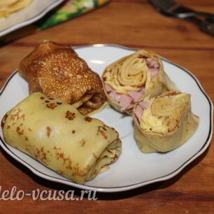 Рецепт Блинов с ветчиной и сыром