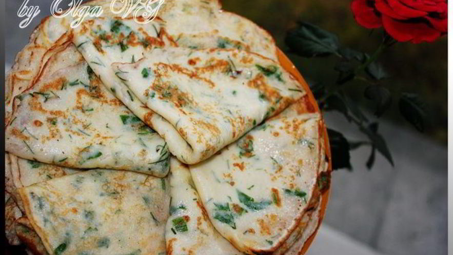 Рецепт самых нежных и вкусные творожные блинчики с зеленью