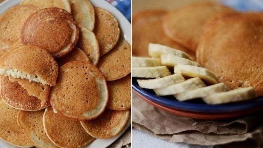 Рецепт тонких банановых панкейков с корицей без масла