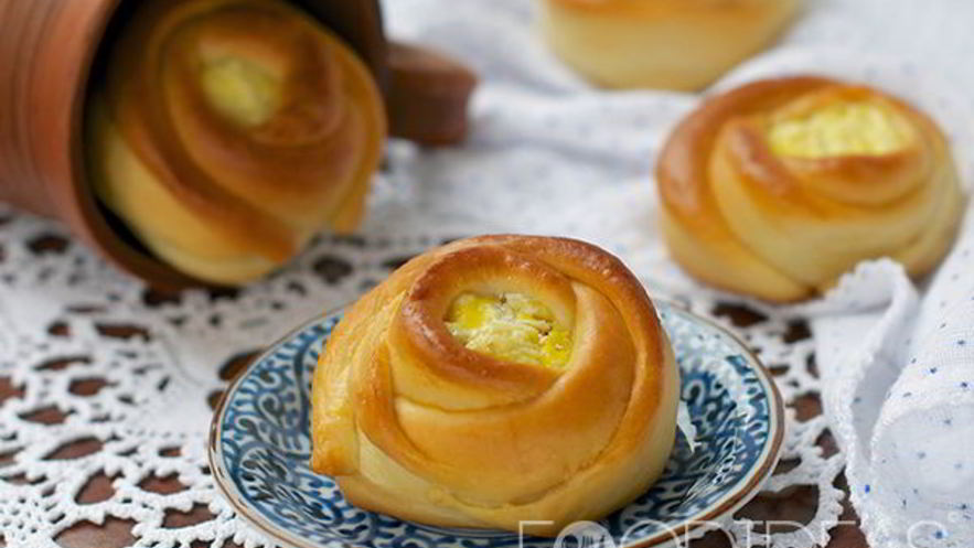 Рецепт булочек розочки с творогом