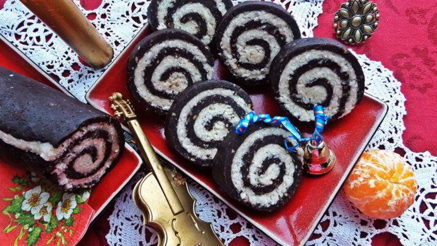 Рецепт быстрого кокосово-шоколадный рулет