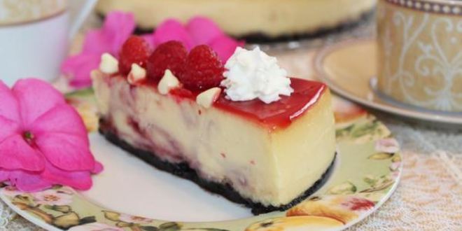 Рецепт чизкейка с белым шоколадом и малиной