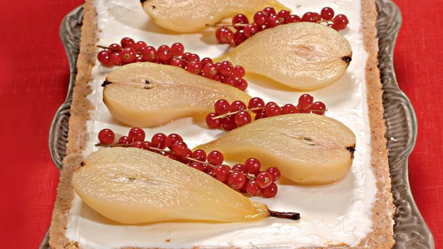 Рецепт миндального чизкейка с грушами