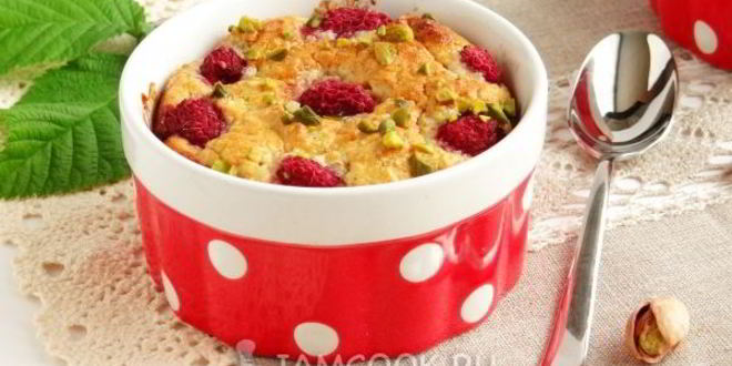 Рецепт миндального чизкейка с малиной