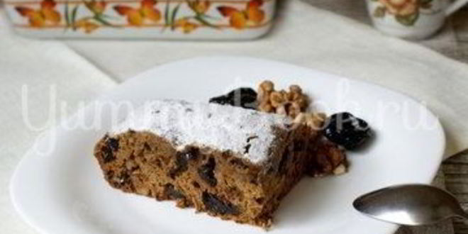 Рецепт кофейного кекса с орехами и черносливом