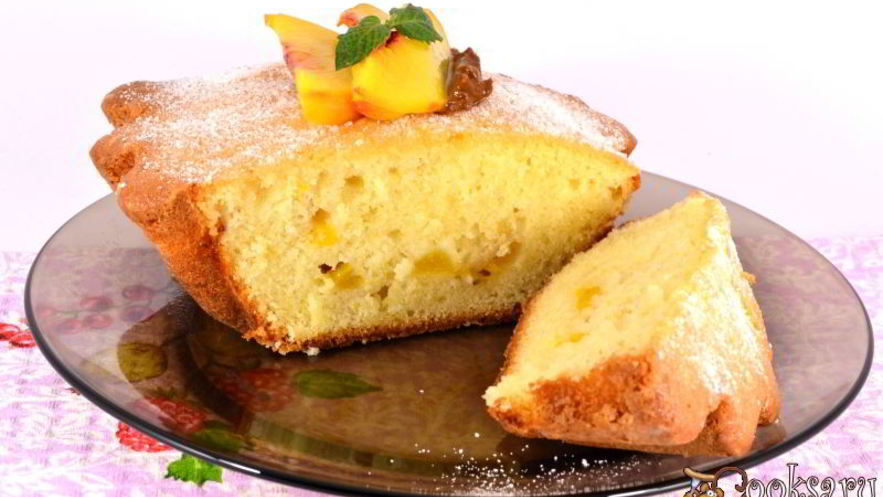 Рецепт лимонного кекса с персиками