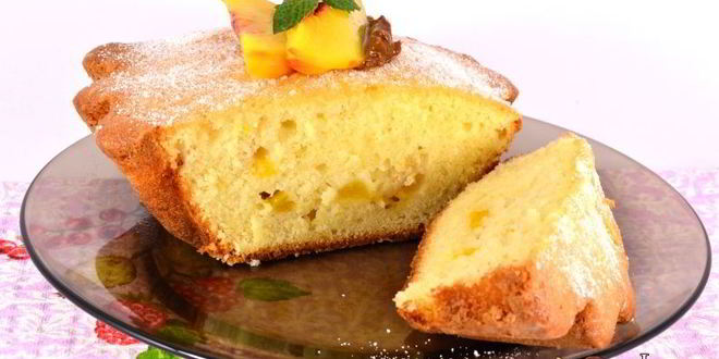 Рецепт лимонного кекса с персиками