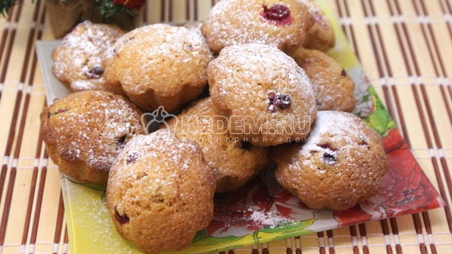 Рецепт ванильных кексиков с клюквой