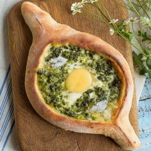 Рецепт Хачапури — лодочки со шпинатом