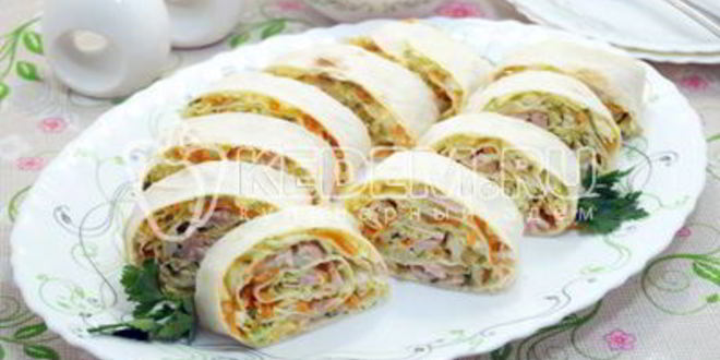 Рецепт быстрой закуски из лаваша