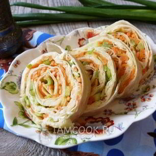 Рецепт Лаваша с корейской морковкой и сыром