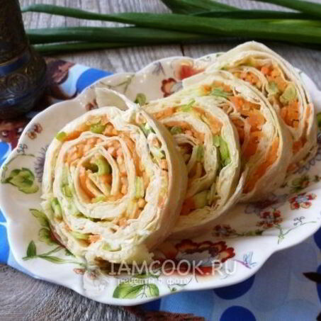 Рецепт Лаваша с корейской морковкой и сыром