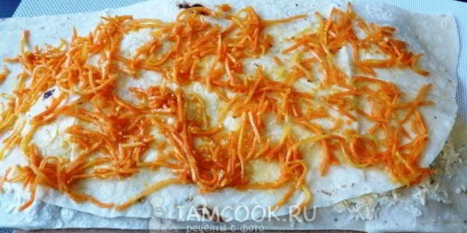 Рецепт лаваша с корейской морковкой и сыром