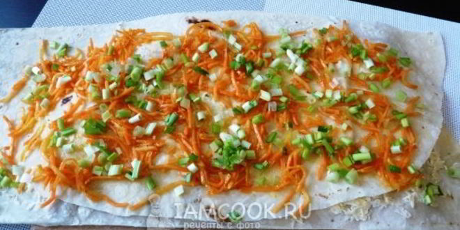Рецепт лаваша с корейской морковкой и сыром