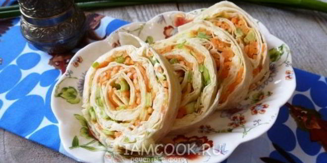 Рецепт лаваша с корейской морковкой и сыром