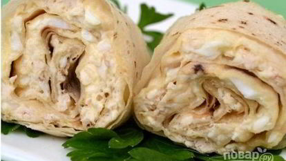 Рецепт Лаваша с плавленым сыром и яйцом