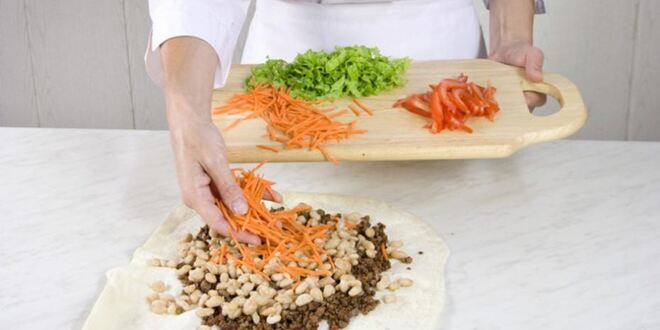 Рецепт лаваша с пряной говядиной и фасолью