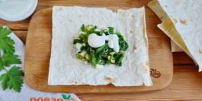 Рецепт лаваша с яйцом и шпинатом